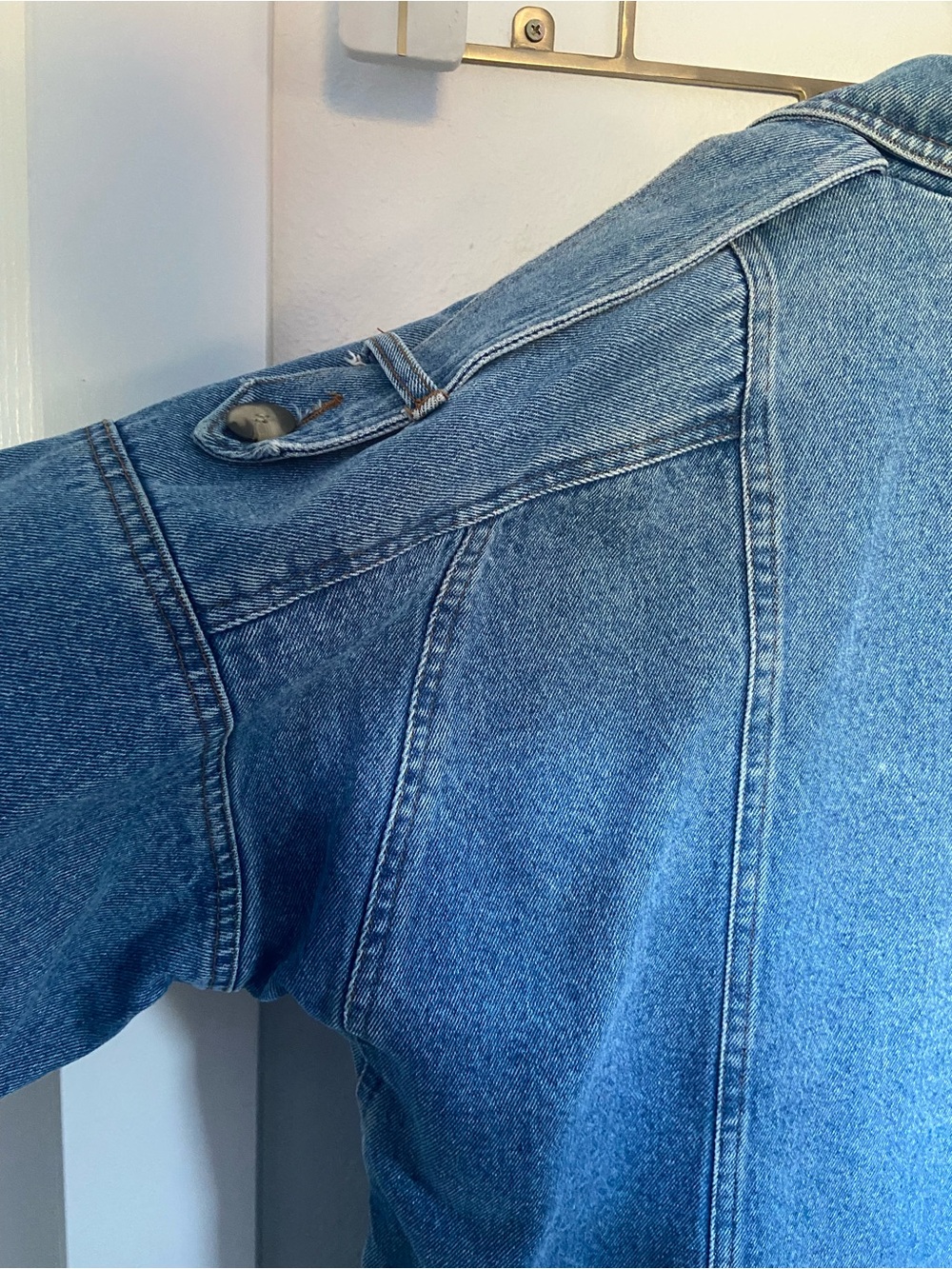Vintage Blue Long Denim Duster Trench Coat 100% Cotton, Cotton Lined L - Picture 8 of 14